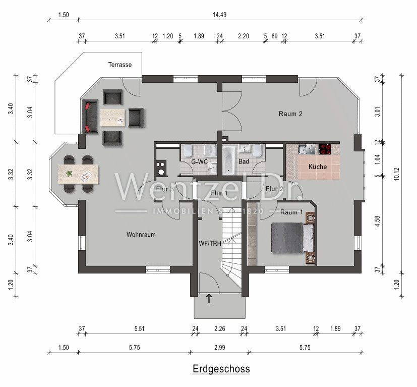 Hochwertige Erdgeschosswohnung mit Terrasse und Platzreserve im Keller - Nahe dem Hemmelsdorfer See - Grundriss EG