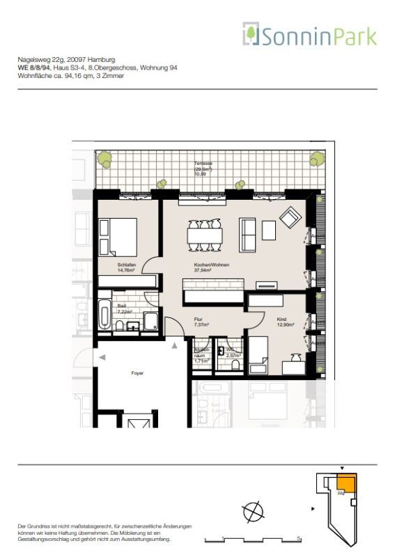 Über den Dächern Hamburgs Wohnen! Dachterrasse inklusive - Grundriss