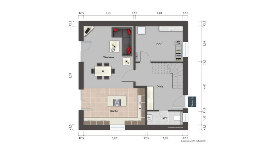 Neuwertiges Einfamilienhaus in gefragter Lage von Egestorf - Grundriss EG