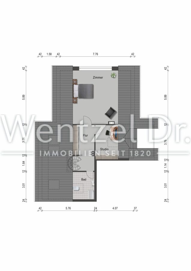 Gepflegte Maisonette-Wohnung mit lichtdurchfluteten Räumen und modernem Komfort - Grundriss Spitzboden