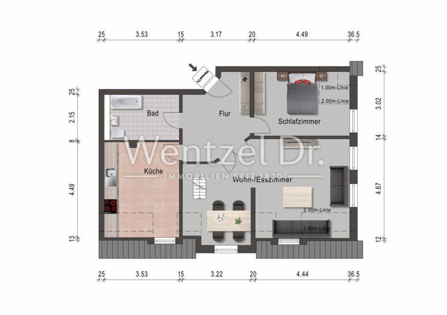 PROVISIONSFREI für Käufer - 3-Zimmer-Maisonettewohnung mit Charme im Herzen von Grevesmühlen - Grundriss Obergeschoss