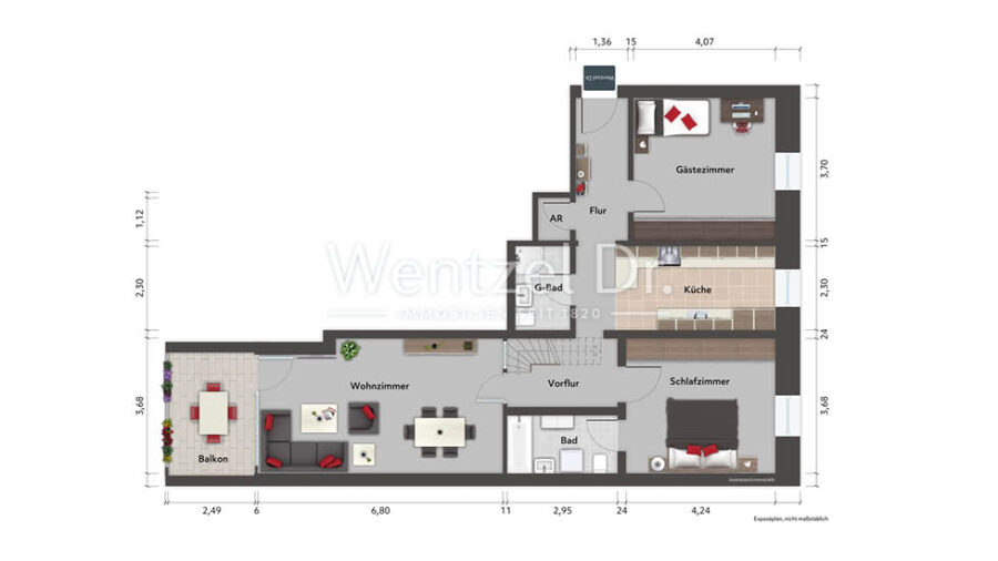 PROVISIONSFREI für Käufer – Wohlfühloase auf zwei Ebenen: Große 5-Zimmer-ETW mit Balkon und TG - Untere Ebene