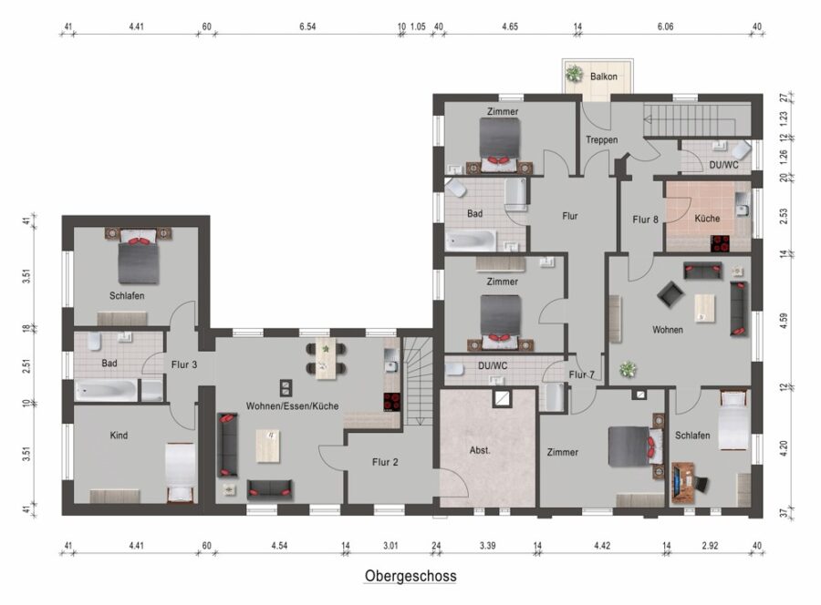 Ferienpension mit viel Platz und Potenzial auf einem großem Grundstück in Ostseenähe - Grundriss OG