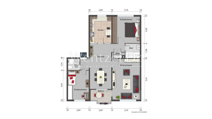 PROVISIONSFREI für Käufer – Barrierearme 3-Zimmer-Wohnung mit Aufzug und Balkon - Grundriss