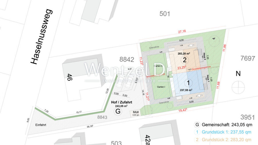 Baugrundstück mit Baugenehmigung für ein Doppelhaus/ Einfamilienhaus nähe Grootmoor! - Lageplan