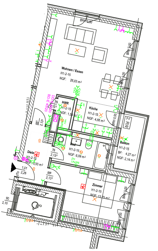 Schöner Balkon und kurze Wege: 2-Raum-Wohnung mit Top-Anbindung - Grundriss