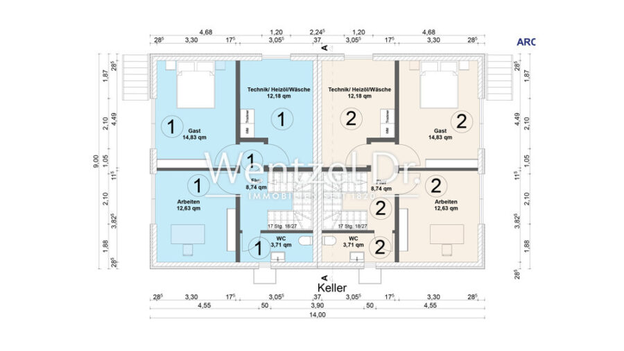 Baugrundstück mit Baugenehmigung für ein Doppelhaus/ Einfamilienhaus nähe Grootmoor! - Grundriss, Kellergeschoss